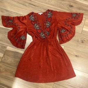 Appliqué fit and flare dress